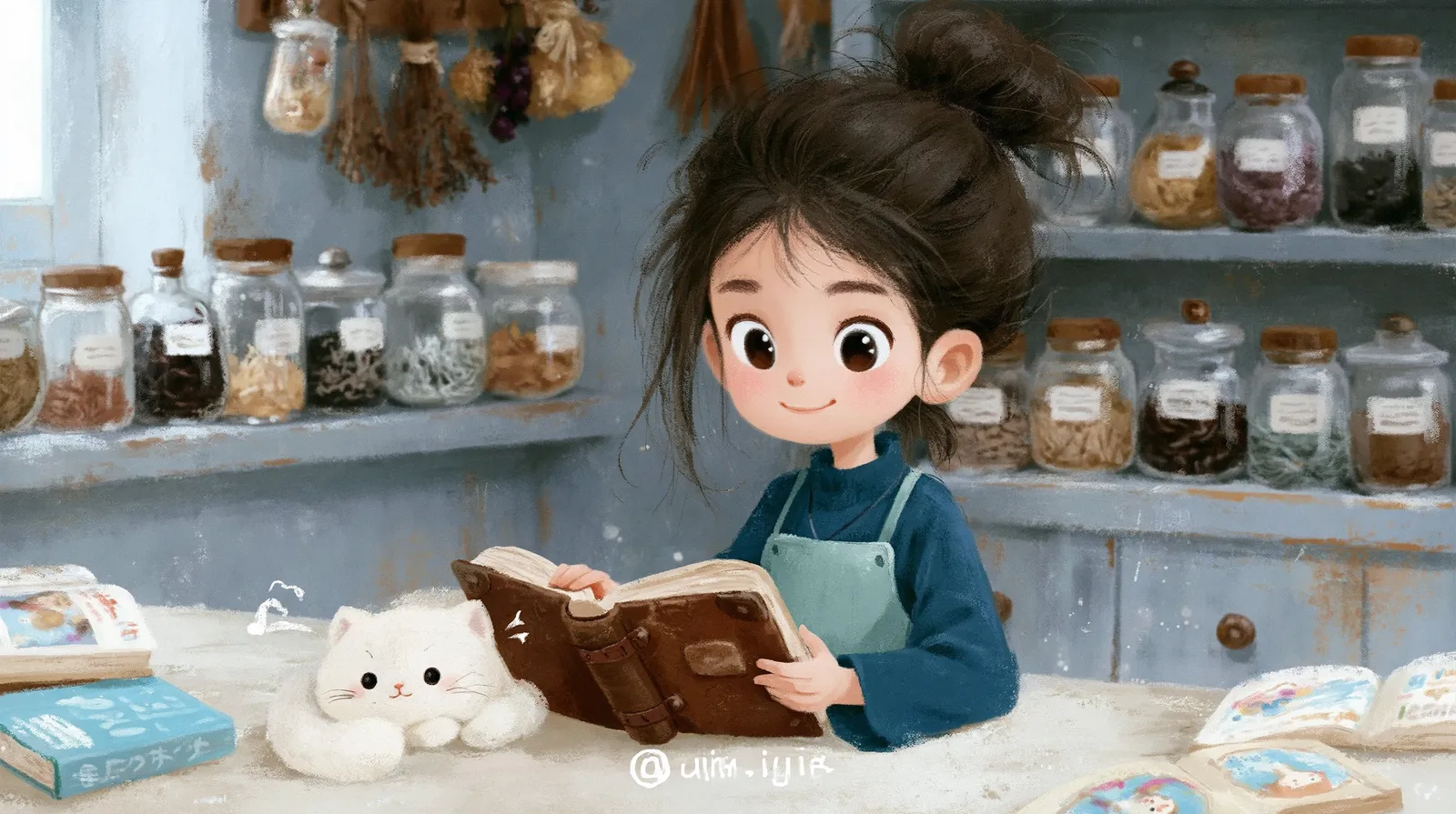 tchitcha. An enchanting cozy illustration of a young woman wi 6eda5896 8c92 4eca abd5 87afec898f7b 0 pour amélanchier fruit